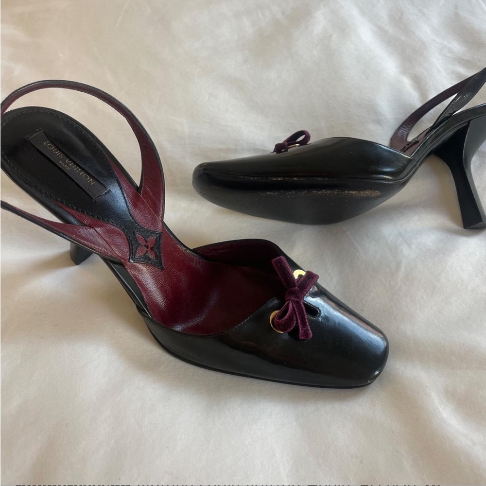 Louis Vuitton Black and Burgundy Heels VINTAGE